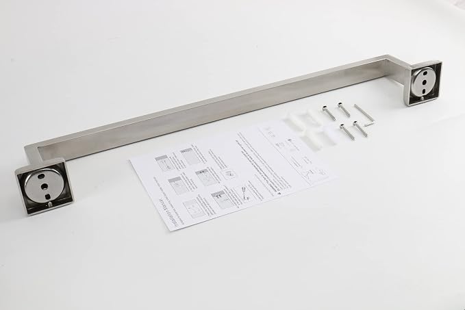 TocTen Bath Towel Rack - Square Base Thicken SUS304 Stainless Steel Towel Bar for Bathroom, Bathroom Accessories Towel Rod Heavy Duty Wall Mounted Towel Holder. (Brushed Nickel, 20)