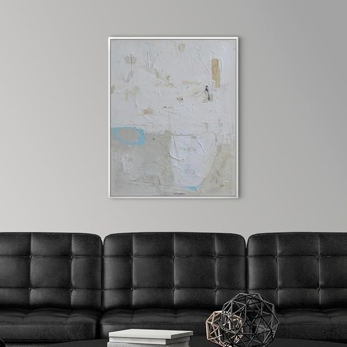 CANVAS ON DEMAND Two Shades One Heart Black Float Framed Canvas Wall Art Print by Erin Ashley, Abstract, Home Decor, Modern Abstract, Artwork,24" x30in