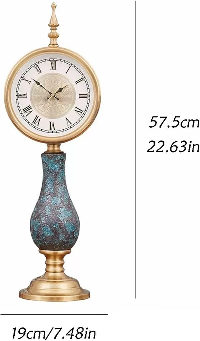 Desk Clock European Style Retro Decorative Clock Table Clock Ornaments Creative Light Luxury Clock Ceramic Clock Body Suitable Home Bedroom Decor (Color : Brass)