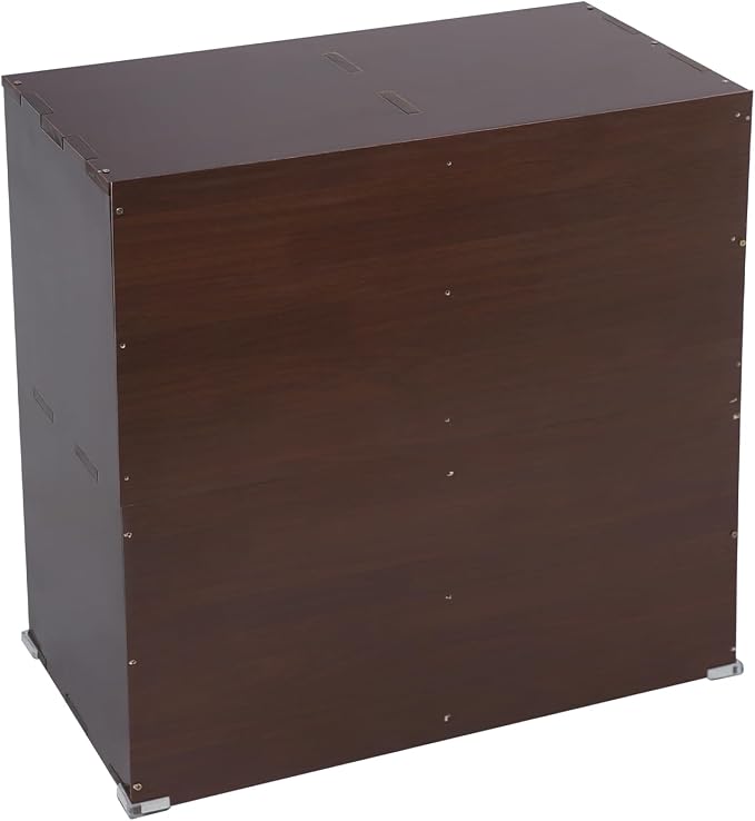 4-Cube Pine Wood Storage Organizer, Solid Wooden Bookshelf with Back Panel, 11in Shelf Opening Bookcase, Freestanding for Living Room, Bedroom, Office - Dark Brown (23.6 x 11.8 x 23.6in)