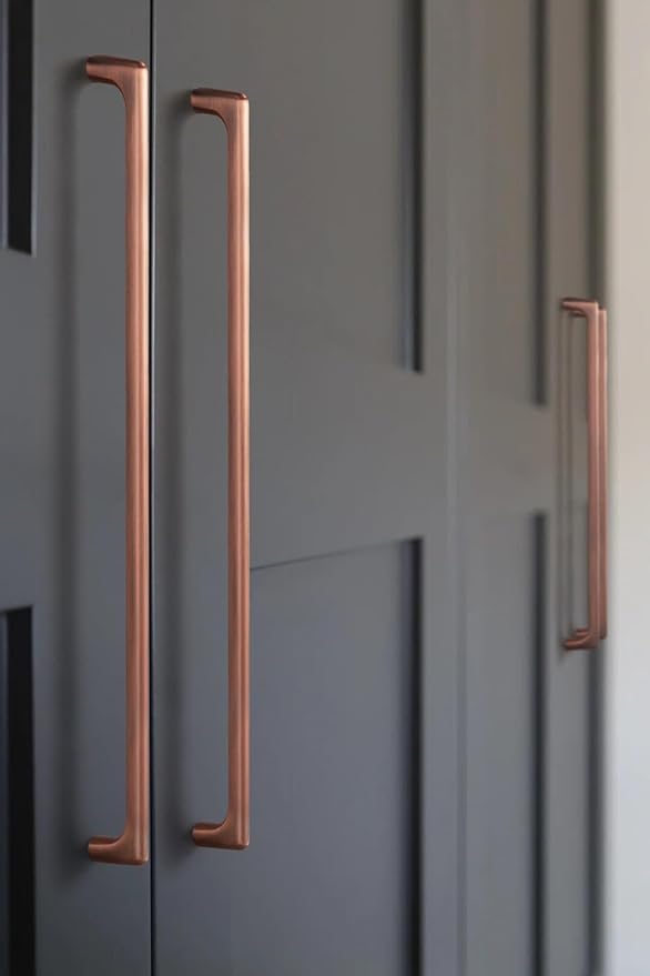 Goo-Ki Brushed Copper Cabinet Pulls with 10''Hole Centers, Modern Style Zinc Alloy Cabinet Handles for Dresser,Wardrobe,Cupboard- 6 Pack