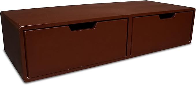 Wooden Desk Organizer with 2 Drawers – Handcrafted Solid Wood Storage Box for Office, Home & Study – Rustic Desktop Organizer for Files, Accessories & Stationery (STYLE 2, DARK BROWN)