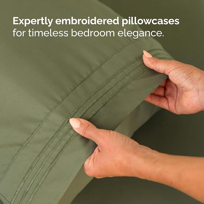 Flex Top Split Head King 4 Piece Sheet Set - Ultra-Soft, Breathable & Cooling Bed Sheets Set - Hotel Luxury Bedding for Women & Men with Deep Pockets - Wrinkle and Fade Free - Oeko-Tex - Sage Green