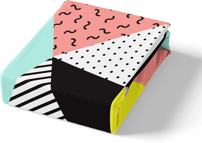 Memphis Duvet Cover Set Twin Size, Geometric Triangle Pattern Comforter Cover with 1 Pillowcase, Retro 80s 90s Fashion Style Bedding Set for Kids Boys Girls Lightweight Bedspread Cover,No Comforter