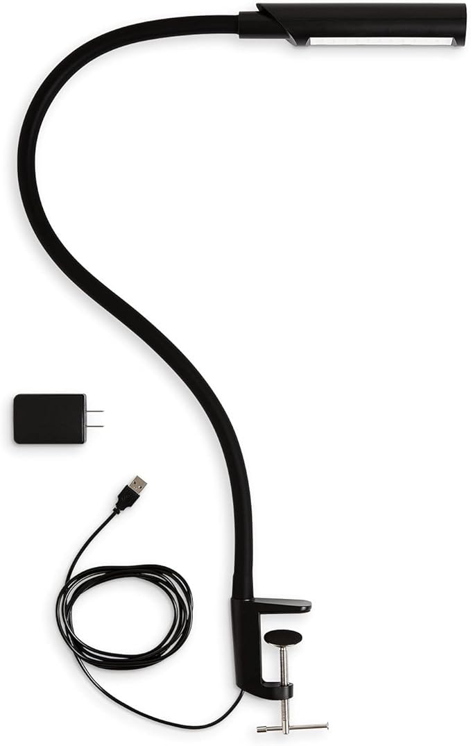 Reliable UberLight Flex 3200TL Task Light – LED Portable Desk Light with Clamp, USB Connection, 26.5” Flexible Gooseneck, 270° Rotational Head, 9 Light Settings, and up to 60,000 Hours of Use (Black)