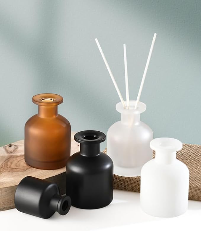 Empty Glass Diffuser Bottles Refillable Glass Container Jar 150ml / 5oz Fragrance Accessories DIY Replacement Diffuser Bottle for Essential Oils Reed Sticks Crafts Spa Home Decoration (Amber)