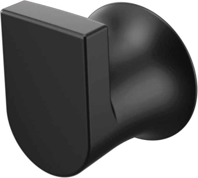 Moen Genta LX Matte Black Modern Single Robe Hook or Towel Hanger for Kitchen or Bathroom, BH3803BL
