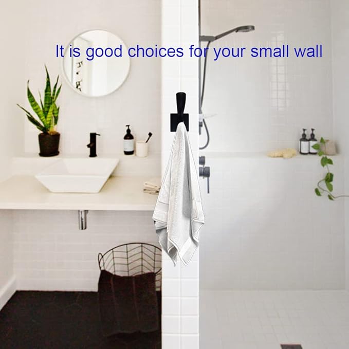Black Towel Hooks,Double Towel Robe Clothes Coat Holder,Heavy Duty Wall Mount Hooks for Bath Bedroom Kitchen Pool Garage Hotel,4 Pack