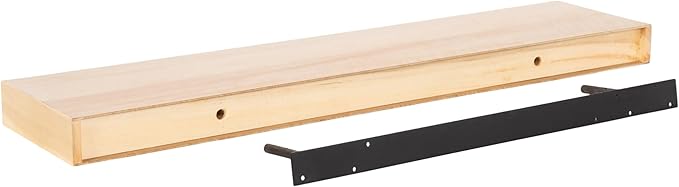 Kate and Laurel Havlock Modern Natural Floating Shelf; 36 x 8; Natural Wood; Functional Storage Shelf for Use as Entryway Display or Kitchen Spice Rack Shelf
