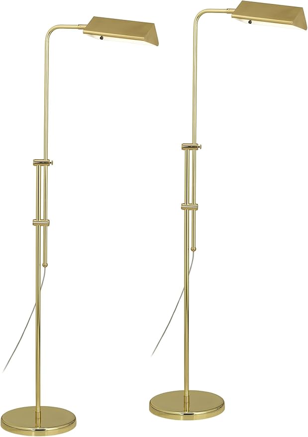 Regency Hill Tony Traditional Farmhouse 54" Tall Standing Floor Lamps Set of 2 Lights Pharmacy Task Adjustable Gold Brass Finish Living Room Bedroom House Reading Office Home Decor Entryway Dining