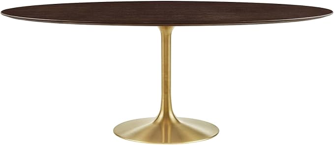Modway Lippa Dining Table, 78", Gold Cherry Walnut