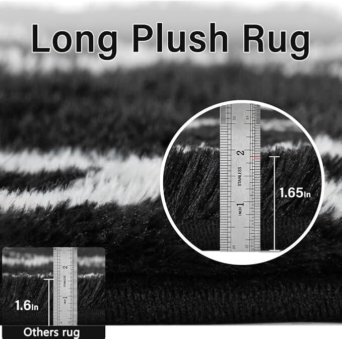 8x10 Checkered Rug for Living Room Black and White Modern Soft Area Rug Fluffy Non-Slip Carpet for Bedroom Playroom Home Aesthetic Decor