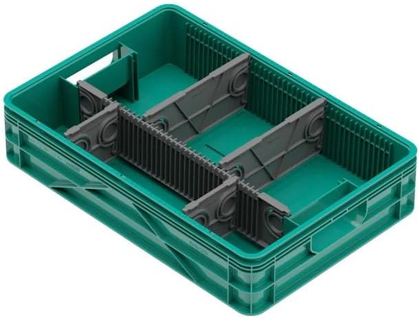 SIDIO Quarter Crate 4 Pack of Stackable Storage Bins - Organizer Bins with Dividers for Garage Organization, Home Storage - Heavy Duty Plastic Containers - 19.16” x 12.75”x 4.57” (Optic Green)