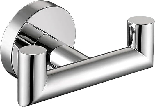 Towel Hooks for Bathrooms, Polished Chrome Towel Hook for Kitchen Bathroom, SUS304 Stainless Steel Coat Hook, Heavy Duty Double Towels Holder Hooks for Hanging Towels, Coats,Clothes,Wall Mount, 1 Pack