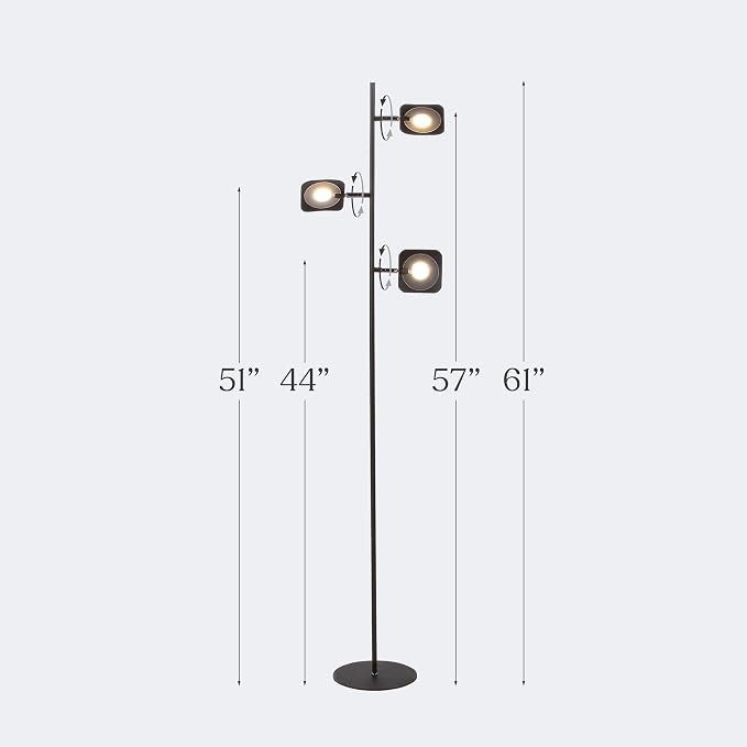 Brightech Tree Floor Lamp for Living Rooms & Offices, Dimmable Standing Lamp for Bedroom Reading, LED Spotlight Floor Lamp, Tall Lamp with Adjustable Panels for Minimal Space Use - Bronze