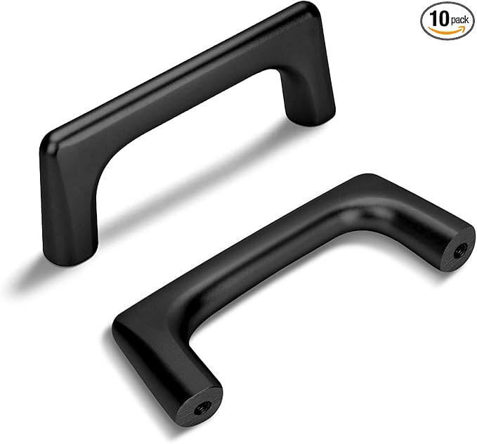 Lardmon 10 Pack Matte Black Modern Cabinet Pulls 3 Inch(76mm) Hole Center Timeless Drawer Pulls Vanity Pulls Classic Solid Kitchen Cabinet Handles Hardware for Dresser, 3.4 Inch(86mm) Total Length