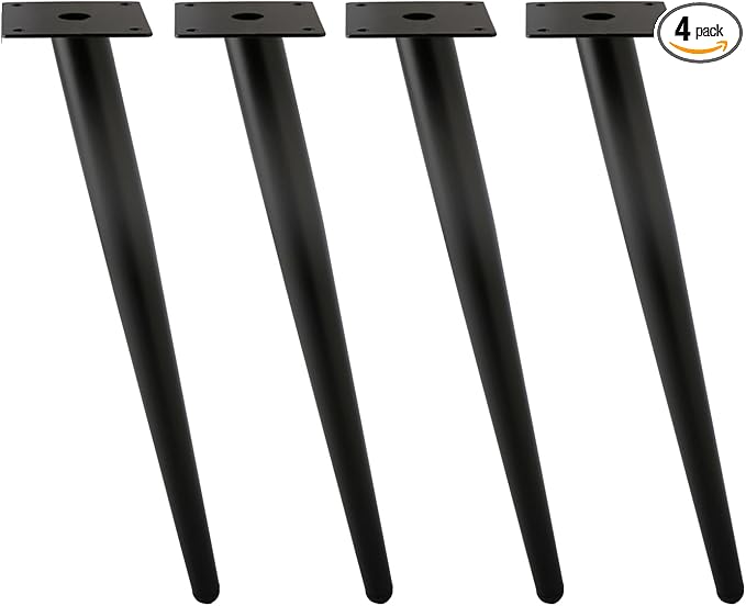 Oblique Furniture Leg 24 Inch, Slant Tapered Metal Coffee Table Legs 4pcs, Mid Century Modern Sofa Cabinet Feet Black for Home DIY Project