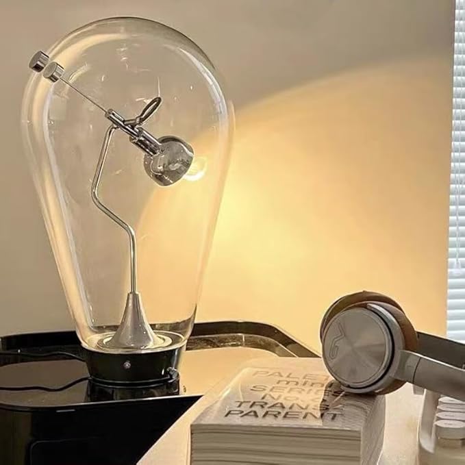 Bofea-Desk Lamp for Home Office Creative Globe Glass Table Lamp with Magnetic Metal Swing Arm Lamps Reading Light Touch Control Table Lamps with 3 Color Temperatures Modern Desk Light for Living Room