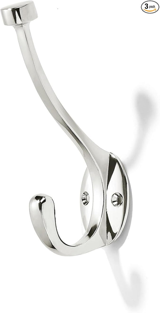 khtumeware The 3 Pack Heavy-Duty zinc Alloy Polished Nickel Coat Hook is Suitable for bathrooms, Behind Doors, bedrooms, corridors, and is a Towel Robe Hooks for Both Household and Commercial use