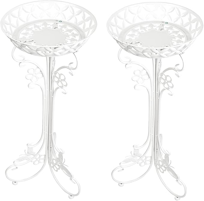 Sungmor Lightweight Metal Flower Pot Stands - 2 Pack 29.7 Inches Tall White Plant Stand - Rustproof Potted Plant Holder Container Support - Indoor & Outdoor Elegant Corner Decorative Display Rack