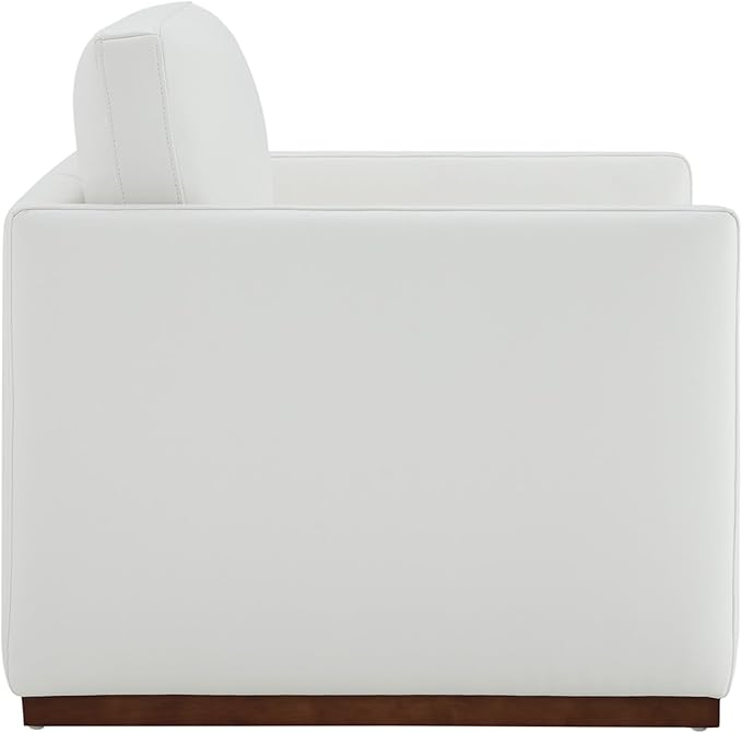 CHITA Genuine Leather Swivel Accent Chair, FSC Certified Mid Century Modern Arm Chair for Living Room and Bedroom, Fully Assembled, White