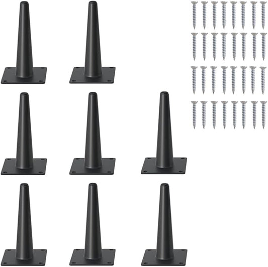 FIVEPEARS 8 PCS 5 Inch Heavy Duty Matte Black Metal Angled Taper Tapered Legs Set for Furniture, Mid Century Modern Style Feets for Coffee Table Couch Sofa Cabinet Chair Dresser Bed Desk Credenza