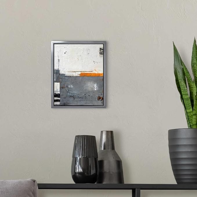 CANVAS ON DEMAND Toss Up Silver Float Framed Canvas Wall Art Print by Erin Ashley, Abstract, Contemporary, Home Decor, Modern Abstract, Artwork,8" x10in