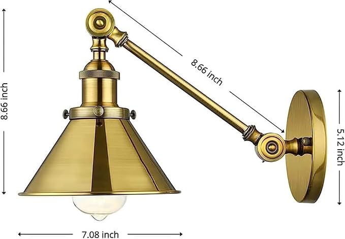 Antique Retro Wall Sconces Industrial Swing Arm Lamp Adjustable Reading Metal Lampshade Light,Light