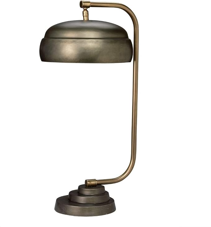 MY SWANKY HOME Retro Industrial Arm Desk Tall Table Lamp | Metal Shade Curved Silver Brass