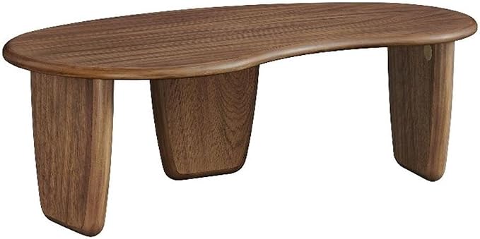 Modway Vetra Kidney-Shaped Free Coffee Table in Walnut Wood Grain – Funky Mid-Century Modern Cloud Center Table for Living Room