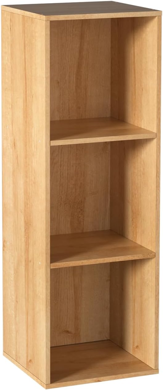 Wooden Cube Storage Organizer with Closed Back Panel,Natural Oak Cube Shelf Cubby Storage Organizer with Compartments for Living,Bookshelf,Storage Organizers (Oak, 3 Cube-11in)