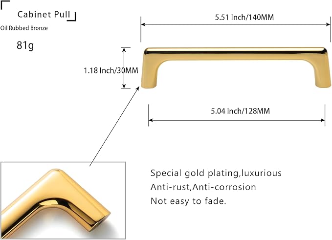 Goo-Ki Shinging Gold Cabinet Pulls with 3.8''(96mm) Hole Centers, Modern Style Zinc Alloy Cabinet Handles for Dresser,Wardrobe,Cupboard- 2 Pack