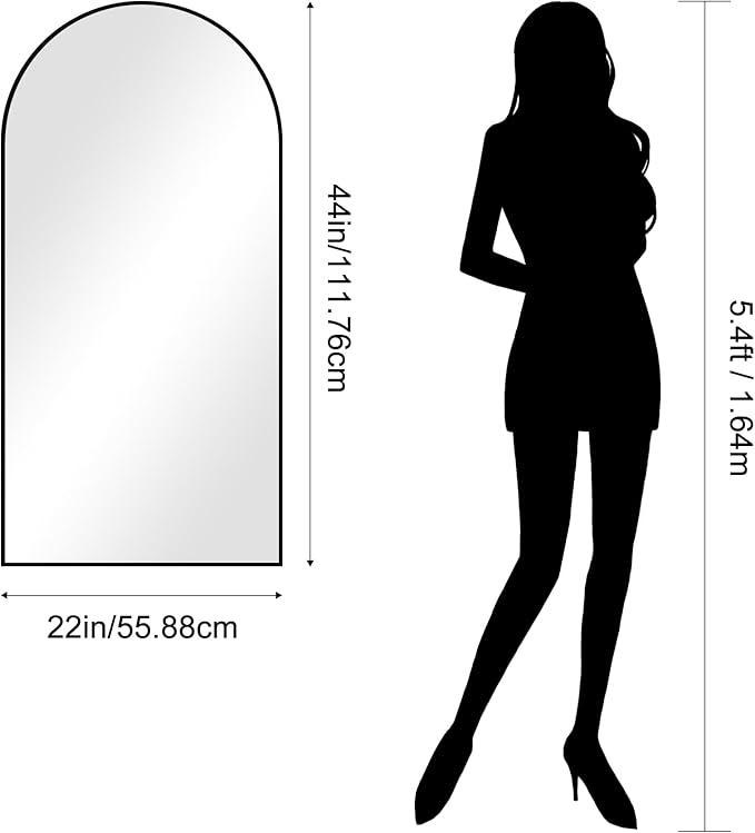 CIRCUMI Arched Wall Mirror, 22"x44" Black Arched Mirror with Tempered Glass, Metal Frame, Large Size for Bathroom, Living Room,Entryway,Over Sink, Arch Mirror for Decor,Shatterproof&Crystal-Clear