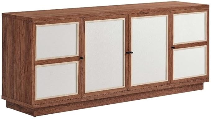Modway Capri 63 Inch TV Console in Walnut Wood Grain - Mid-Century Modern TV Stand - Media Console with Storage - Entertainment Center for Living Room - Buffet Stand or Sideboard