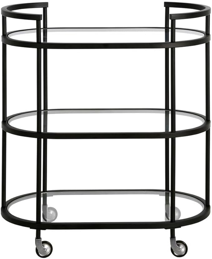 Henn&Hart 30" Wide Oval Bar Cart in Blackened Bronze, Bar Carts for the Home