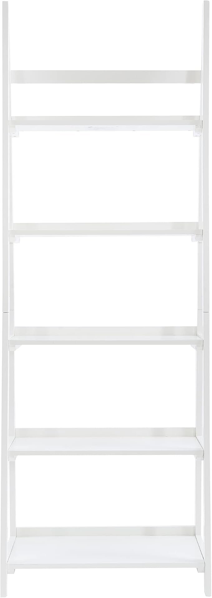 Melissa White Mid Century Five Shelf Ladder Bookcase by Linon