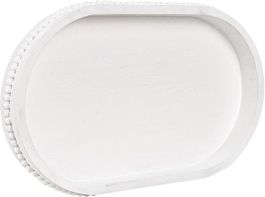 MAONAME Wood Serving Tray, Farmhouse Wooden Tray for Coffee Table, Oval Beaded Trays, White Decorative Trays for Living Room, Kitchen, 15" X 9" X 1.2"