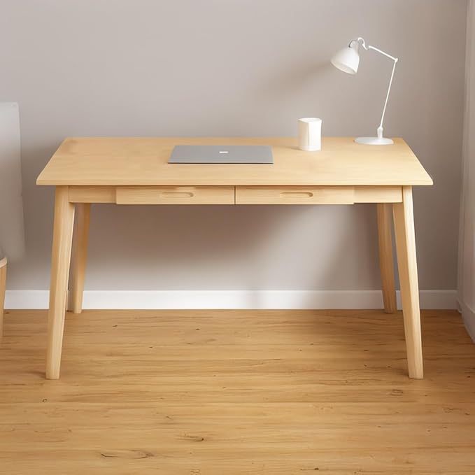 DELLMAO Writing Computer Desk Office Desk Computer Table Study Writing Desk with 2 Drawers for Home Office Modern Furniture