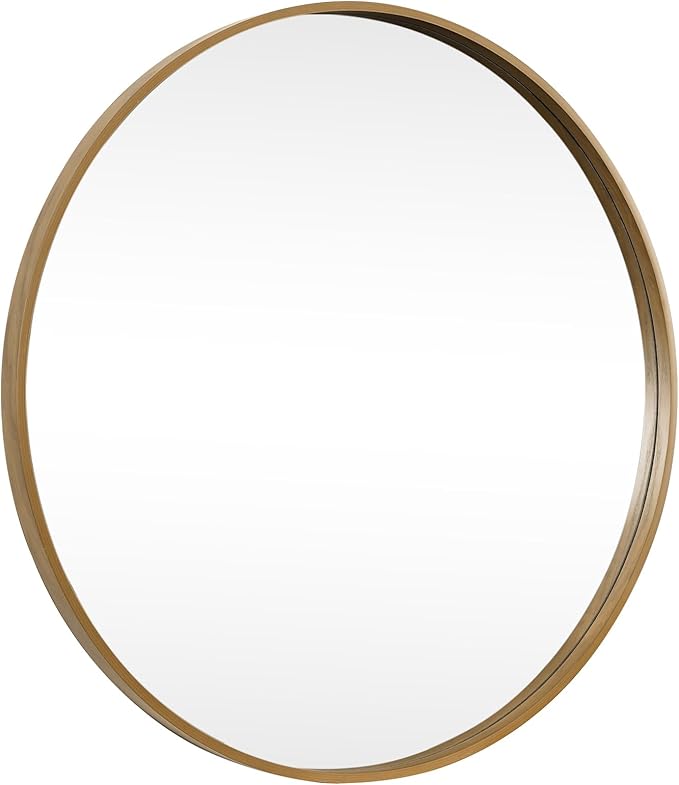 HOMECOOKIN Round Wood Mirror 36 inch Circle Wall Mirror for Bathroom, Vanity, Entryway, Living Room Decor, Natural Oversized Mirror