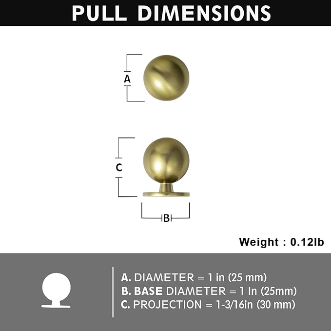 Set of 12 -Sleek Round Brushed Gold Cabinet Knobs - Modern and Minimalist Hardware for Stylish Home Enhancement - 1 Inch Diameter