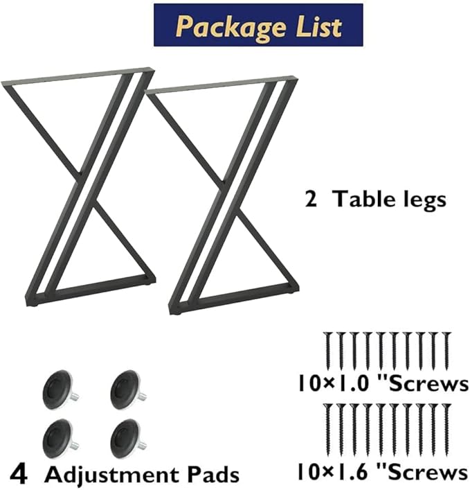 Table Legs 40 inch Set of 2, Bar Height Counter Metal Steel Tall Desk Base Steel for Kitchen Living Room or Outdoor (24W x 39.4H)
