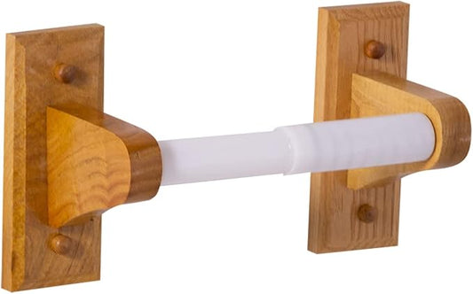 Design House Dalton Toilet Paper Holder, Fits Mega Rolls, Standard Wall Mount, Easy Installation, Wood, Honey Oak, 6.14 in W x 3.62 in H x 5 in L, Item 561209