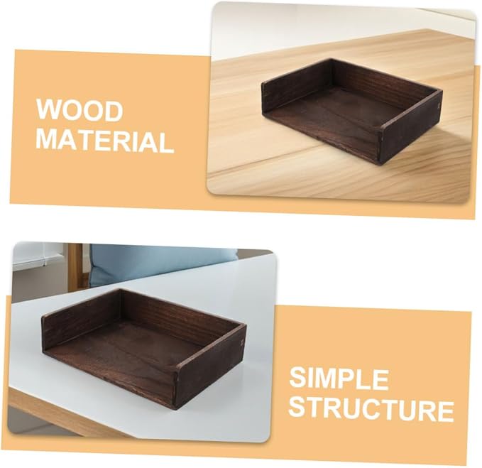 KALLORY 2pcs Vintage Solid Wood Desk Organizer Natural Wood Desktop Storage Shelf for Office Supplies Books Stationery Rustic Design for Home Study Room