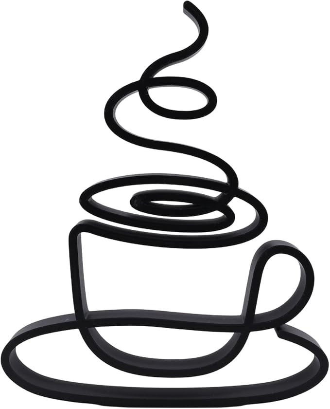 Coffee Sculpture – Minimalist Decorative Accent for Caffein Lovers & Modern Home Decor | Collectible Design (Abstract Coffee Cup Matte Black)