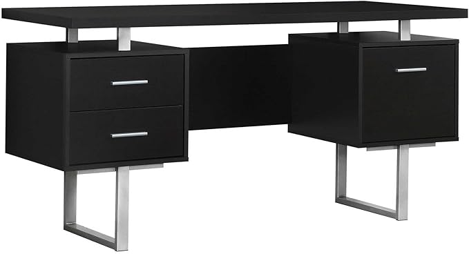 Monarch Specialties Cappuccino Hollow-Core/Silver Metal Office Desk, 60-Inch