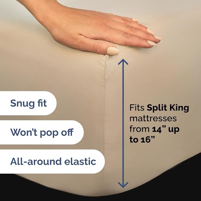 Flex Top Split Head King 4 Piece Sheet Set - Ultra-Soft, Breathable & Cooling Bed Sheets Set - Hotel Luxury Bedding for Women & Men with Deep Pockets - Wrinkle Free & Fade Resistant - Oeko-Tex - Cream