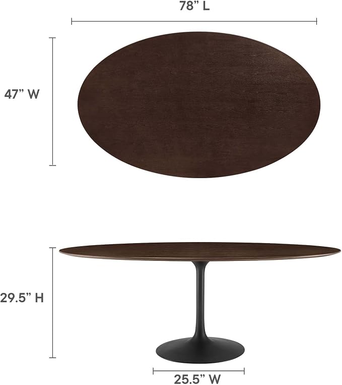 Modway Lippa Dining Table, 78", Black Cherry Walnut