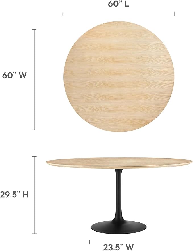 Modway Lippa Dining Table, 60", Black Natural