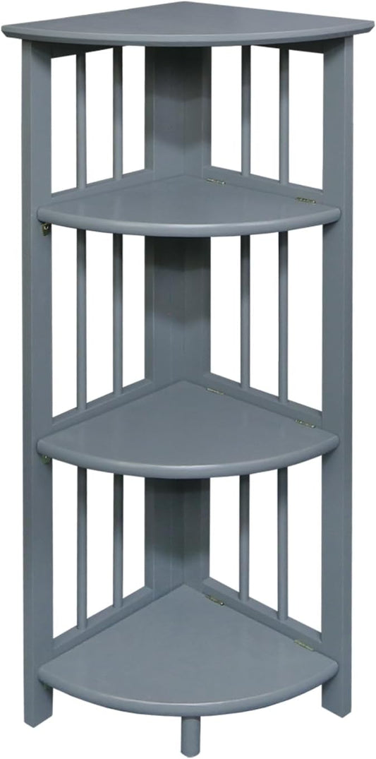 Casual Home Mission 4-Shelf Corner Folding Bookcase, Slate Gray