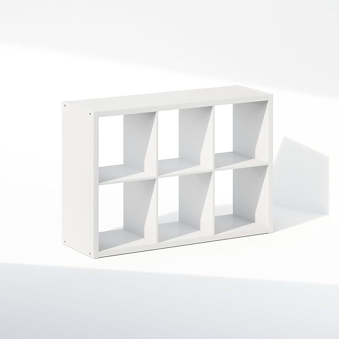 Furinno Cubic Closet Organizers and Storage, 6-Cube Closet Organizer, Open Shelf Closet Storage, Extra Thick Frame for Wardrobe, Bedroom, Living Room, White
